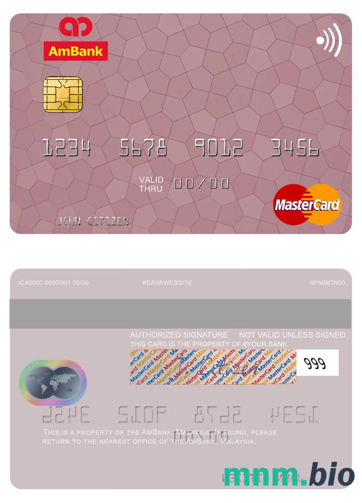 Malaysia AmBank przykład karty mastercard w formacie PSD